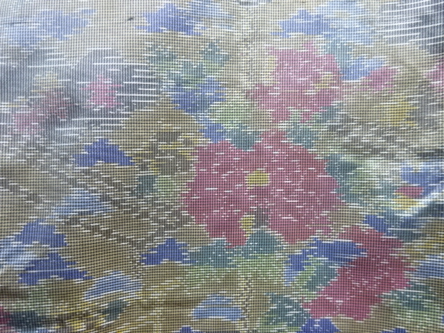 JAPANESE KIMONO / ANTIQUE KIMONO / SILK / OSHIMA TSUMUGI / WOVEN FLOWER